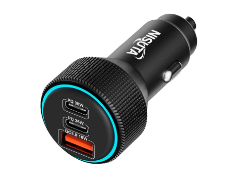 CONVERTIDOR DE VOLTAJE USB TRIPLE AUTO 12/24V 66W - NSAD12US66 (4649)