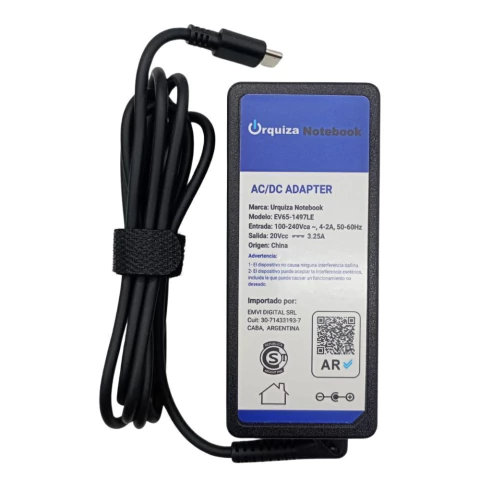 CARGADOR LENOVO TYPE-C 65W T470 T480 (1497) -UN BOX - comprar online