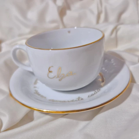 Conjunto de Café - Tradicional Caligrafia em Ouro - comprar online