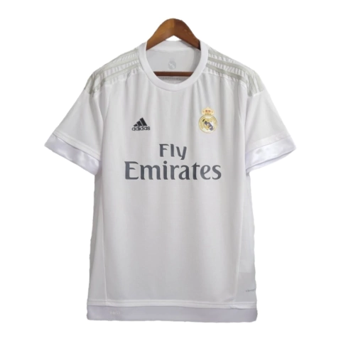 Camisa Retrô Real Madrid I 15/16 - Masculina Adidas - Branca com detalhes em cinza