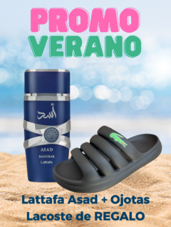 Perfume Asad Blue + Chanclas Lacoste ¡De regalo!