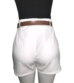 Short alfaiataria Branco-Com Cinto - comprar online