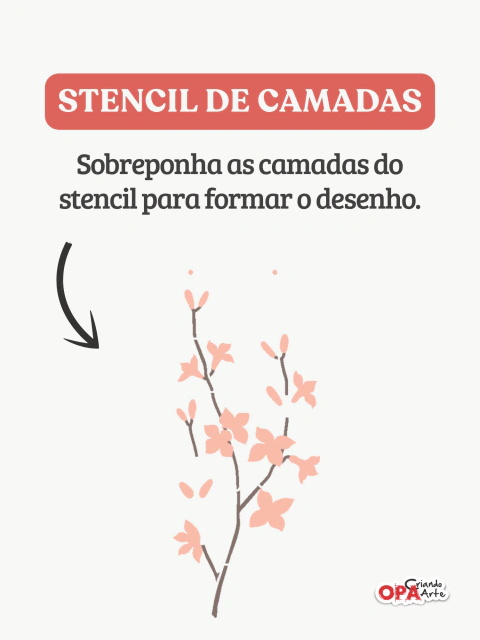 Stencil OPA 3309 - Galhos Com Flores II - 15x20cm