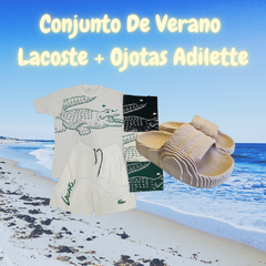 Conjunto Lacoste + Ojotas Adilette