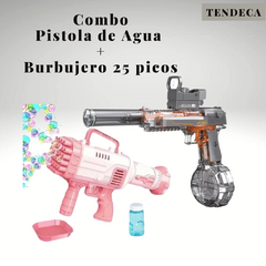 PISTOLA DE AGUA MAS BURBUJERO BAZOOKA