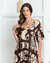 VESTIDO LONGUETE ESTAMPADO COM DECOTE - loja online