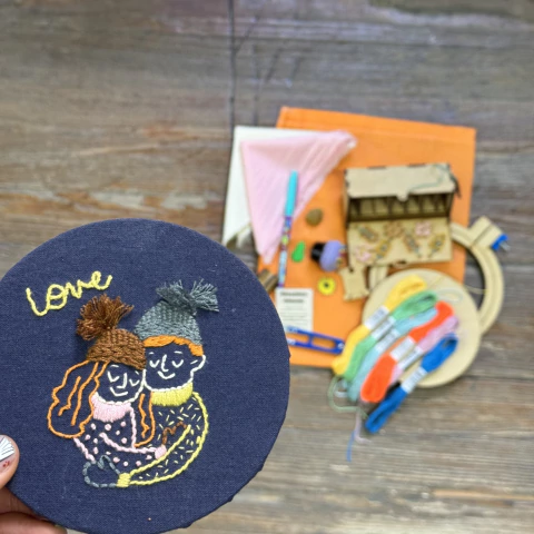 Kit bordado - pareja love - comprar online