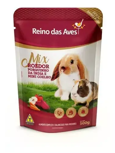 MIX ROEDOR PORQUINHO COELHO REINO DAS AVES 500G