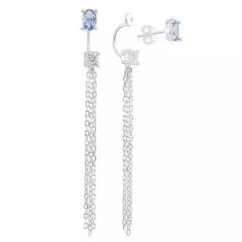 Brinco franja shine aquamarine