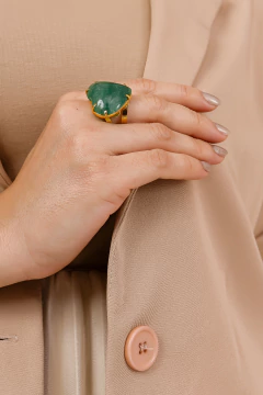 Anel Coração Quartzo Verde