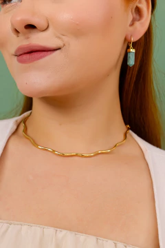 Brinco Argola Ponta Polida Amazonita - comprar online