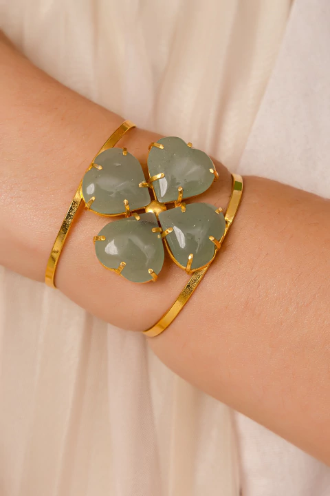 Bracelete Trevo Quartzo Verde