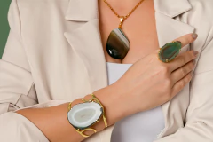 Colar Lágrima Ágata Verde - Cherie Cristal