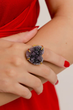 Anel Drusa Ametista Coração - Cherie Cristal