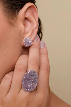 Brinco Bruto Botão - Cherie Cristal