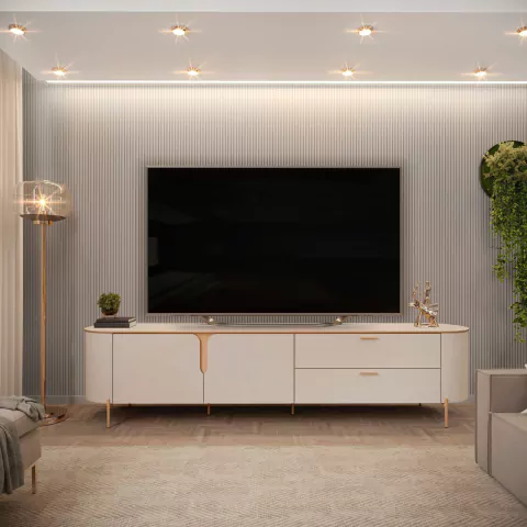 Rack Celine para TV até 75" com pés de metal 100% MDF