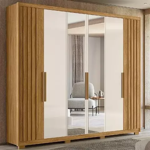 Guarda Roupa Casal Araguaia 6 Portas 4 Gavetas C/ Espelho