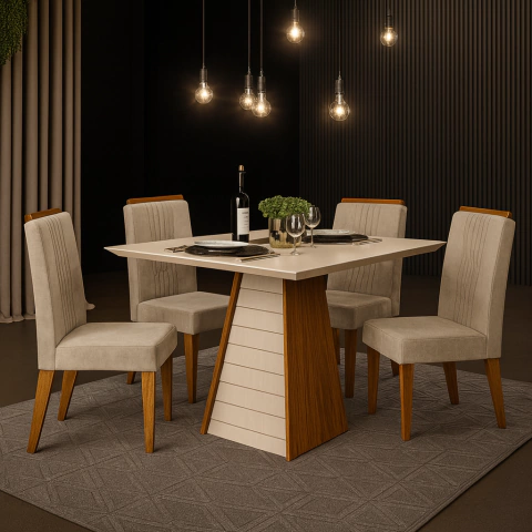 Mesa de Jantar Fler Tampo De Vidro 90x90 - comprar online