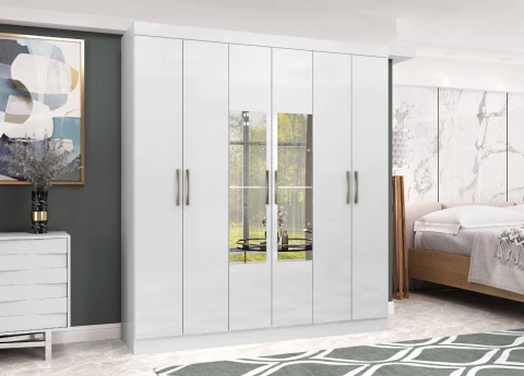 Guarda Roupa Casal Paris 6 Portas 100% MDF (Com Espelho) - comprar online