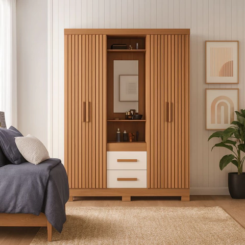 Guarda roupa capelinha com espelho e pés - comprar online