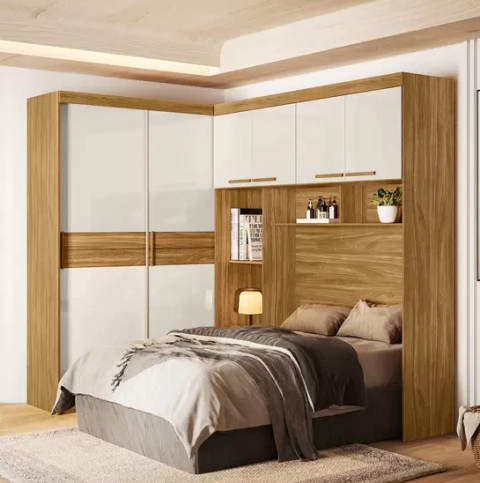 Guarda Roupas Modulado Com Cabeceira De Casal Florença 6 Portas 5 Gavetas - comprar online