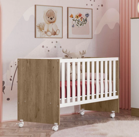 Berço Doce Sonho Reto 60cm com rodízio - comprar online