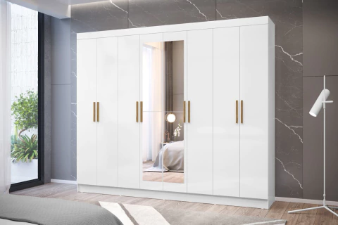 GUARDA ROUPA TAURI 8 PORTAS 4 GAVETAS C/ ESPELHO