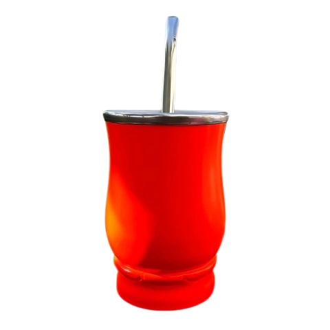 Kit Tereré Cuia Térmica Colorida Pé Alto Com Bomba Inox Sortida