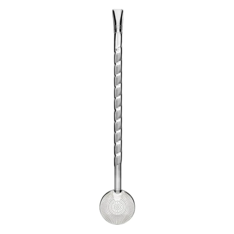 Bomba de Chimarrão Inox 23 cm Traçada com Biqueira Bojo Fixo
