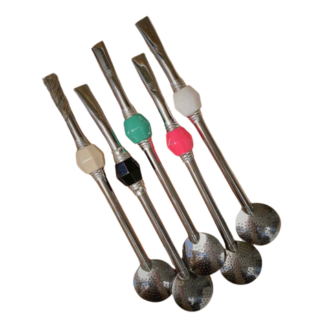 Bomba de Chimarrão 22 cm Inox Pedra Acrílica Bojo Fixo Cor Sortida - comprar online