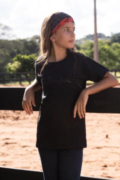 Camiseta Infantil Preta Silk em Alto Relevo Preto TTK32 na internet