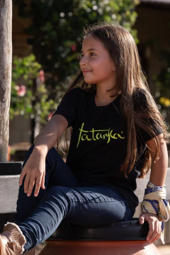 Camiseta Infantil Preta Silk em Alto Relevo Verde Flúor TTK34 na internet