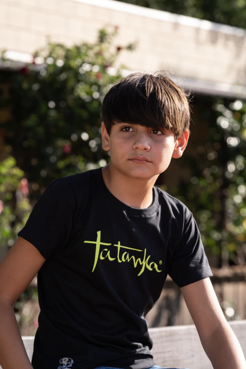 Camiseta Infantil Preta Silk em Alto Relevo Verde Flúor TTK34 - comprar online