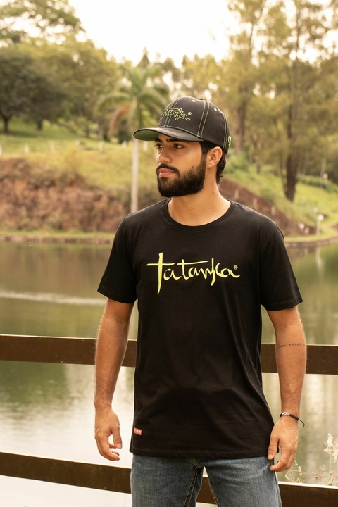 Camiseta Masculina Tatanka preta silk em alto relevo verde flúor REF 198 - comprar online