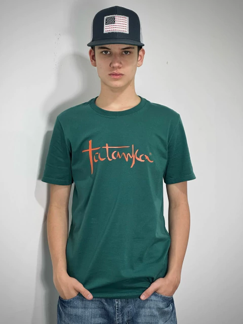 Camiseta Masculina Tatanka Verde Jade silk em alto relevo Laranja REF 283 - comprar online