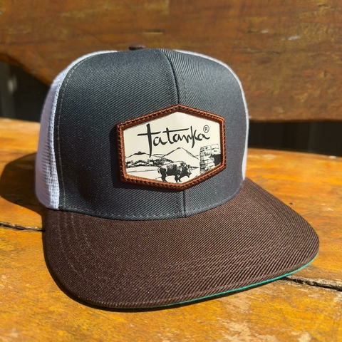 Boné Tatanka chumbo bordado aba marrom tela branca REF 131 - comprar online