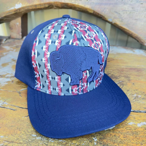 Boné Tatanka Navajo Colorido Bisão Bordado Aba e Traseira Azul Escuro REF91 - comprar online