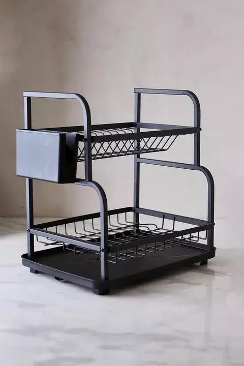 Secaplatos Escurridor Hierro Negro Doble Nivel - comprar online