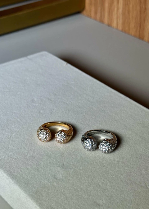 Anel bolinha cravejada - comprar online