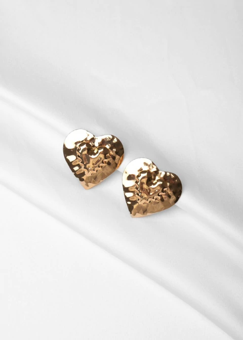 Brinco Maxi Coração Duplo Dourado - comprar online