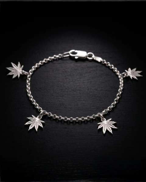 Pulseira Cannabis Prata | Jardim Secreto