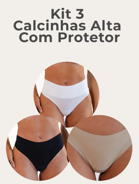 Kit 3 Calcinhas Alta Com Protetor - comprar online