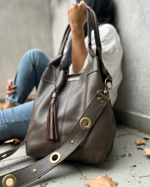 Tote Bag Imperial Color Chocolate CON CIERRE - comprar online