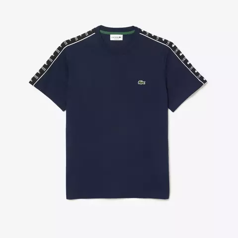 Camiseta lacoste com listra no ombro ( Azul-marinho ) - comprar online
