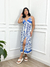 Vestido Tropical Azul Com Branco