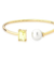 Bracelete com Pérola e Cristal Prasiolita - BANHO DE OURO na internet