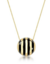 Colar com Pingente Redondo Esmaltado Preto - BANHO DE OURO - comprar online