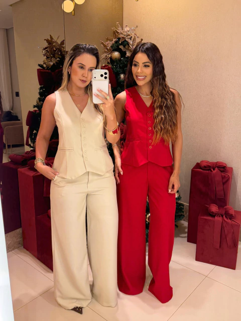 Conjunto Alfaiataria Colete+ Calça Pantalona - comprar online