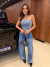 Cropped Jeans Trabalhada no Strass - Lojas Carol Store