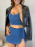 Conjunto Jeans Cropped+Short Saia - Lojas Carol Store